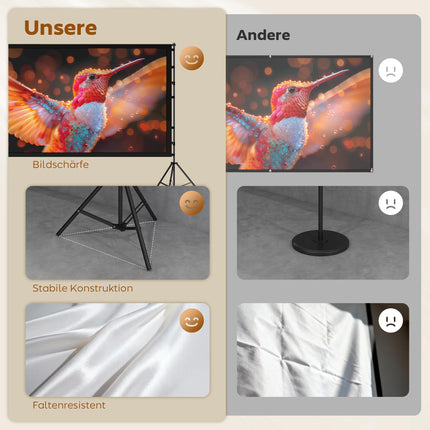 Ecran de proiector de 100" cu suport, 4K/8K, raport 16:9