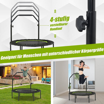 Mini trambulina Ø101 cm cu maner reglabil pe inaltime si 2 benzi de rezistenta verzi