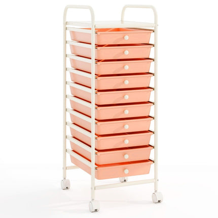 Cărucior de depozitare rulant cu 10 sertare, plastic, 33x37x86 cm