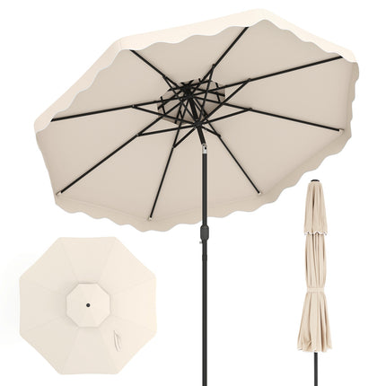 Umbrelă de terasă de 3 metri, înclinare cu buton, manivelă, bej