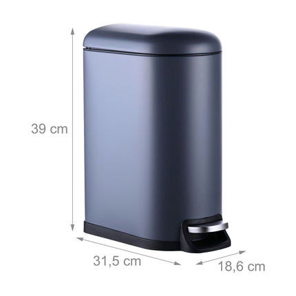 Coș de gunoi cu pedală metalică de 10 litri - Închidere silențioasă, găleată detașabilă