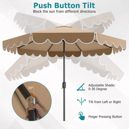 Umbrelă de terasă de 3 metri, înclinare cu buton, manivelă, ventilată