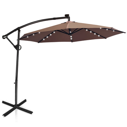 Umbrelă de terasă cu LED-uri solare, 3 metri, înclinare la 360 de grade, culoarea bej