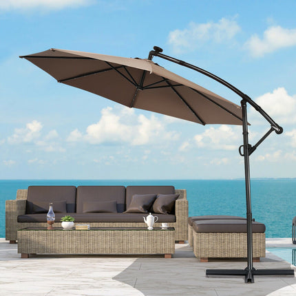 Umbrelă de terasă cu LED-uri solare, 3 metri, înclinare la 360 de grade, culoarea bej