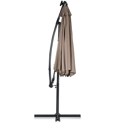 Umbrelă de terasă cu LED-uri solare, 3 metri, înclinare la 360 de grade, culoarea bej