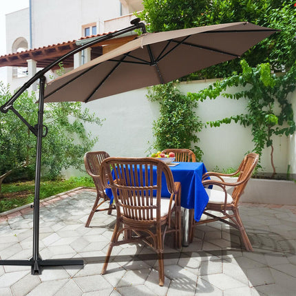 Umbrelă de terasă cu LED-uri solare, 3 metri, înclinare la 360 de grade, culoarea bej