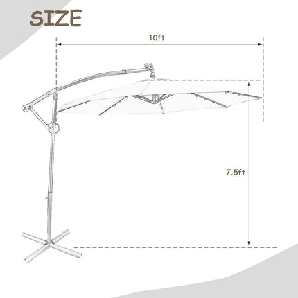 Umbrelă de terasă cu LED-uri solare, 3 metri, înclinare la 360 de grade, culoarea bej