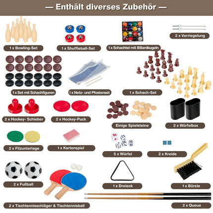 Masă multi-jocuri 10 în 1: Foosball, Hochei, Biliard