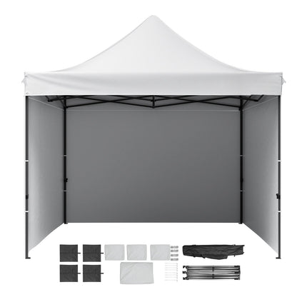 10x10 Pop-Up Canopy Tent with Sidewalls, Wheeled Bag, White