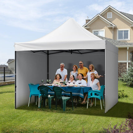 10x10 Pop-Up Canopy Tent with Sidewalls, Wheeled Bag, White