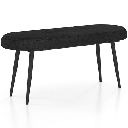 Banca de 113 cm cu perne &amp; Picioare metalice bancă tapițată pouf până la 300 kg capacitate de încărcare neagră