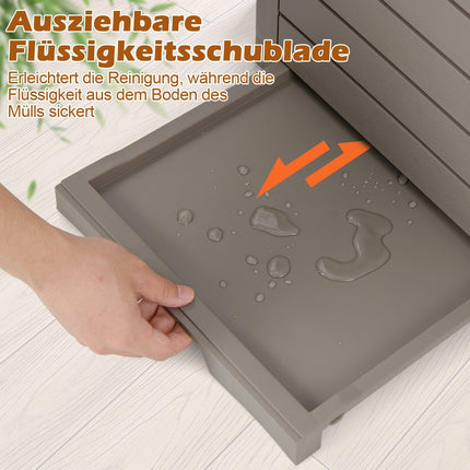 Set coș de gunoi exterior de 118 litri cu capac și tavă pentru lichide
