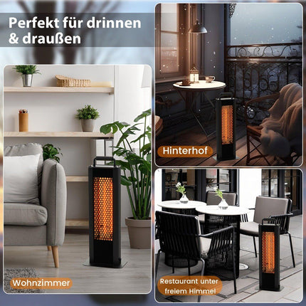 Încălzitor de sine stătător de 1200 W cu protecție împotriva răsturnării și supraîncălzirii, încălzitor electric din aluminiu, încălzitor de terasă, rezistent la apă