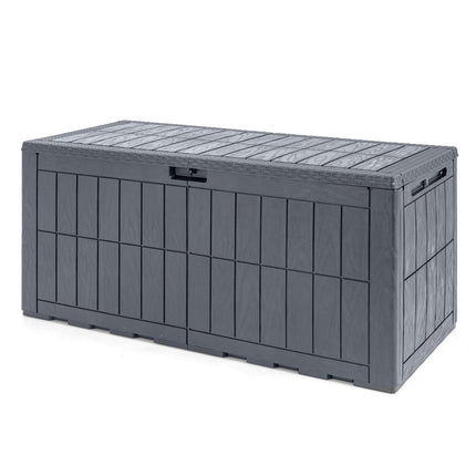 Ladă de terasă pentru exterior, 120 galoane, impermeabilă, gri