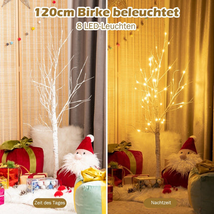 Mesteacăn LED de 120 cm cu 48 de lumini albe calde