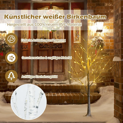 Mesteacăn LED de 120 cm cu 48 de lumini albe calde