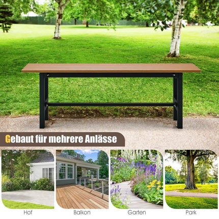 Bancă de grădină de 120 cm, bancă cu 2 locuri, portantă până la 300 kg, bancă de parc pentru orice vreme din HDPE maro