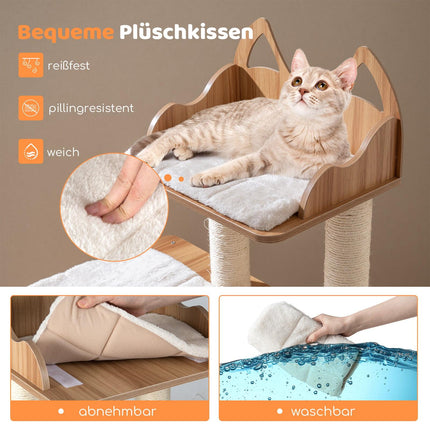 Arbore pentru pisici de 122 cm cu stâlpi din sisal și apartament pe două etaje