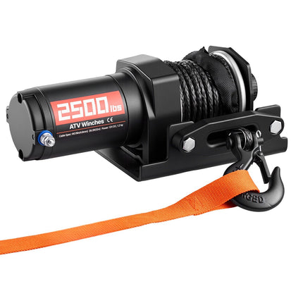 12V ATV UTV Electric Winch 2500 lb, Synthetic Rope, Remote