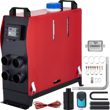 12V Diesel Air Heater 5KW, LCD, Remote, 4 Outlets