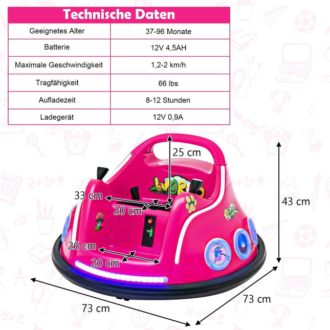 Mașină de protecție pentru copii 12V, rotire 360°, muzică și telecomandă