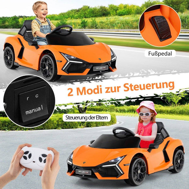 Mașină electrică pentru copii 12V cu lumini LED - portocaliu