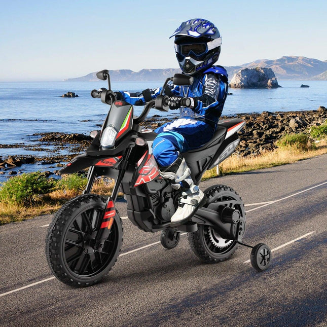 Motocicletă electrică pentru copii de 12V cu roți de antrenament, roșie