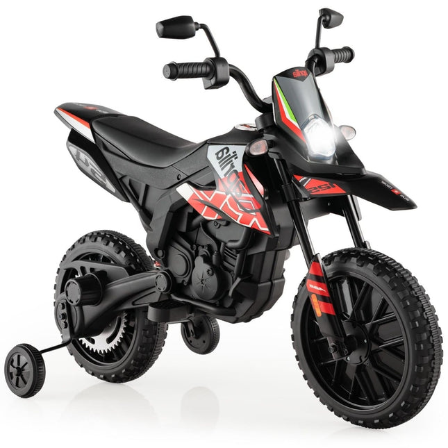 Motocicletă electrică pentru copii de 12V cu roți de antrenament, roșie