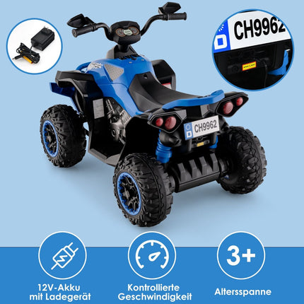 ATV electric de 12V pentru copii cu muzică, claxon, lumini LED