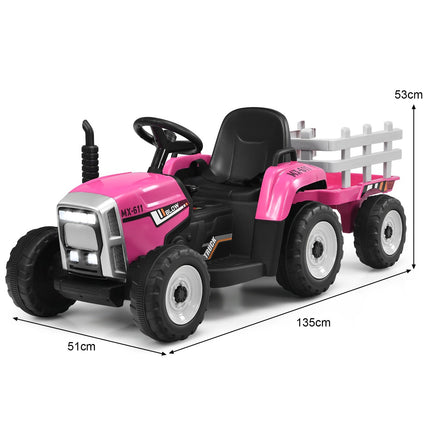 Tractor 12V pentru copii cu remorcă, telecomandă
