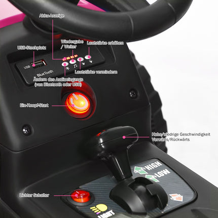 Tractor 12V pentru copii cu remorcă, telecomandă