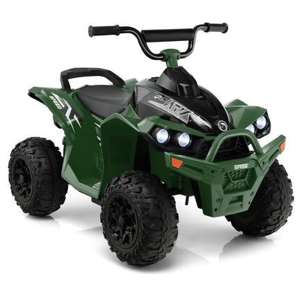 12V electric children's quad with 2.2/4.3 KM/H speed &amp; Horn, music &amp; LED lights electric quad green