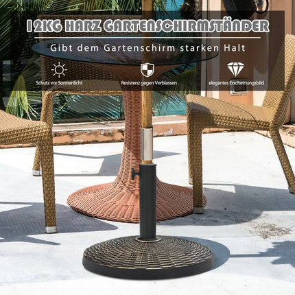 Baza de umbrela de 12 kg din rasina sintetica aspect ratan Suport umbrela rotund Bronz