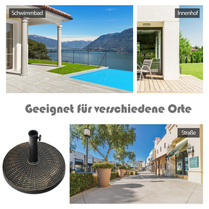 Baza de umbrela de 12 kg din rasina sintetica aspect ratan Suport umbrela rotund Bronz