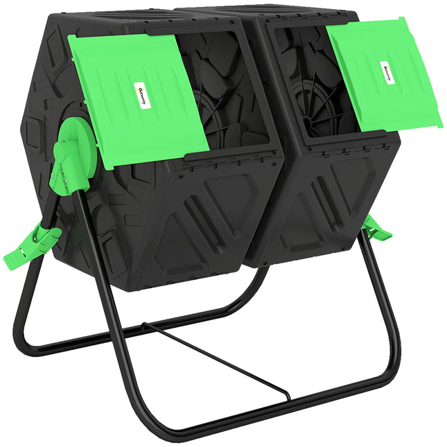 Container de compost cu cameră dublă de 130 l și 24 de orificii de ventilație