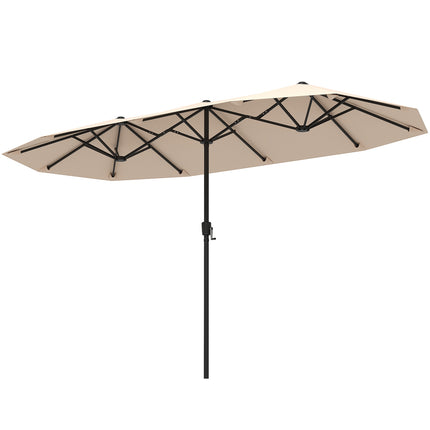Umbrelă de terasă cu două fețe, 4,3 m, manivelă, bej