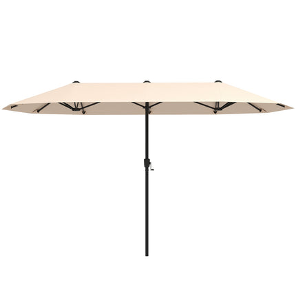 Umbrelă de terasă cu două fețe, 4,3 m, manivelă, bej