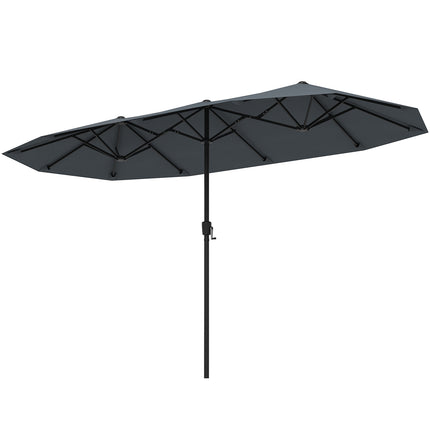 Umbrelă de terasă cu două fețe, 4,3 m, mâner tip manivelă, gri