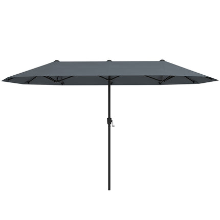 Umbrelă de terasă cu două fețe, 4,3 m, mâner tip manivelă, gri