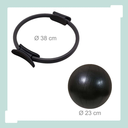 Set Pilates negru cu 13 piese, benzi elastice și greutăți