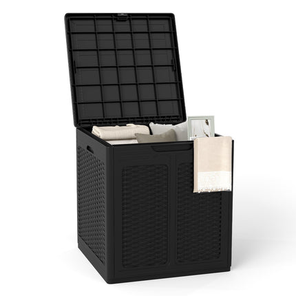 Ladă de depozitare pentru exterior de 145 l, rezistentă la intemperii, design din ratan