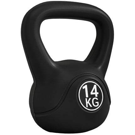 Kettlebell negru de 14 kg cu umplutură de nisip pentru începători