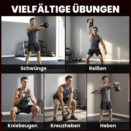 Kettlebell negru de 14 kg cu umplutură de nisip pentru începători