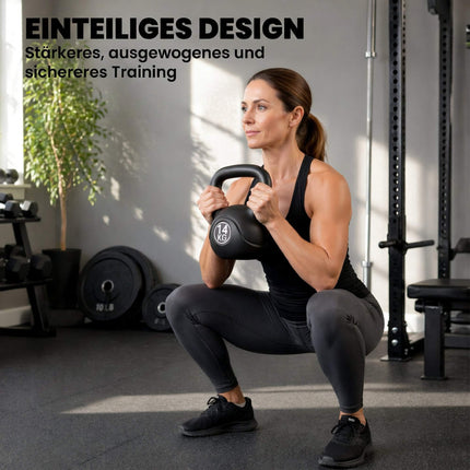 Kettlebell negru de 14 kg cu umplutură de nisip pentru începători