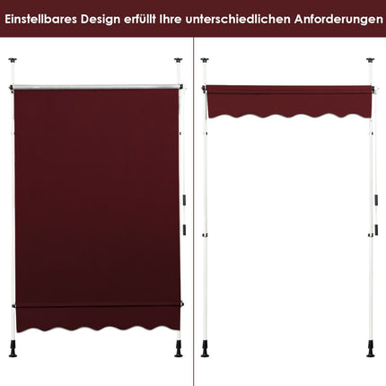 Copertina de balcon reglabila de 150 cm, rezistenta la UV, rosu