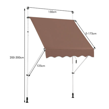 Copertina de balcon reglabilă, rezistentă la UV, de 150 cm