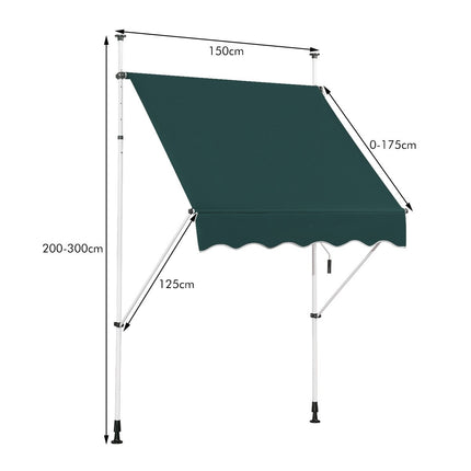 Copertina de balcon reglabilă, rezistentă la UV, 150 cm, verde