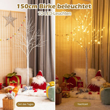 Mesteacăn arbore cu lumină LED de 150 cm cu lumini LED albe calde