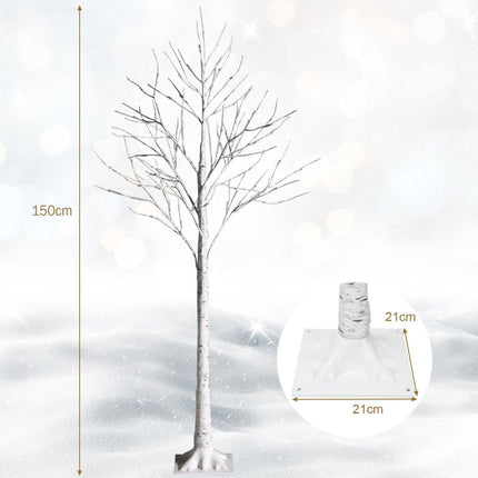 Mesteacăn arbore cu lumină LED de 150 cm cu lumini LED albe calde