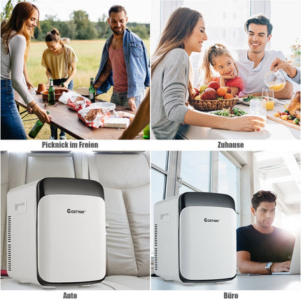 Mini frigider 15L 2 în 1 Funcție de răcire și încălzire Congelator portabil Frigider pentru băuturi 38cm x 33cm x 27cm Alb Clasa energetică E